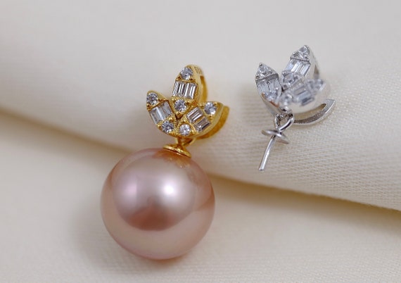 Boucles D'Oreilles Goujon Fleur En Argent 925 Sterling Avec Une Perle De Culture - Environ 28 Mm - Neuf Avec Étiquettes