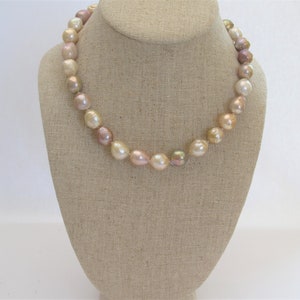 Natural Multi Pink Baroque Pearl Necklace, Genuine Cultured Pearl Necklace, Bridal Pearl Necklace, Hand Knotted Pink Pearl Necklace3096-NK image 10