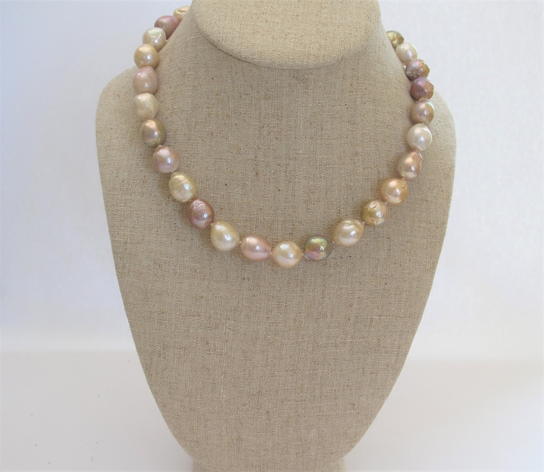 Natural Multi Pink Baroque Pearl Necklace, Genuine Cultured Pearl Necklace, Bridal Pearl Necklace, Hand Knotted Pink Pearl Necklace3096-NK image 10