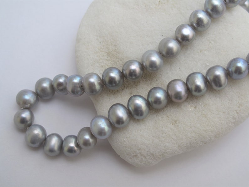6-6.5mm Silver Gray Potato Pearl Beads Gray Seed Pearls Silver Gray Pearl Beads 727-FP High Luster Genuine Cultured Freshwater Pearls