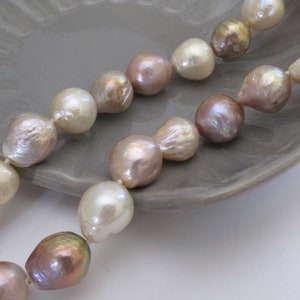 Natural Multi Pink Baroque Pearl Necklace, Genuine Cultured Pearl Necklace, Bridal Pearl Necklace, Hand Knotted Pink Pearl Necklace3096-NK image 3