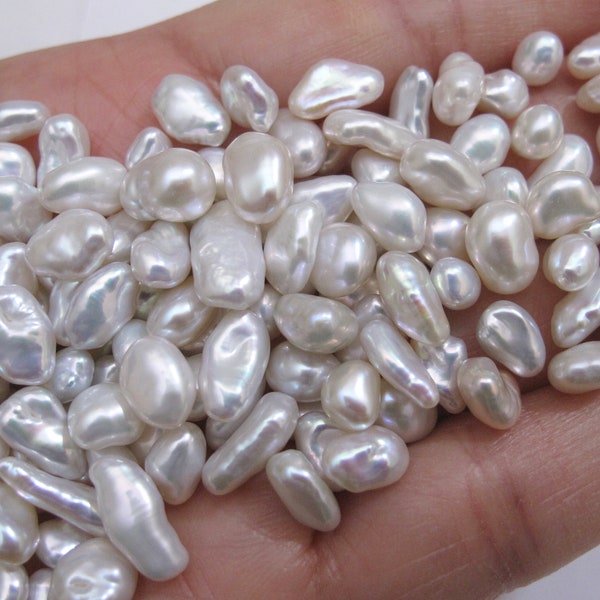 5-8mm BEST Luster UNDRILLED Keishi Pearl Loose Beads,Iridescent Natural White Genuine Freshwater Pearl Beads, Irregular Keish Pearls(910-FP)