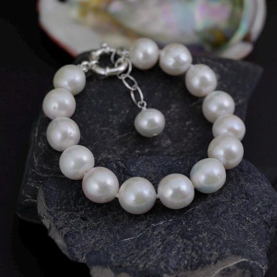Baroque Pearl Bracelet: 925 Sterling Silver Clasp, Bridal Jewelry