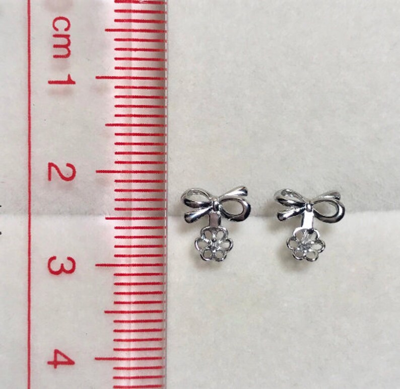 One Pair 925 Sterling Silver Bow Stud Earring Findings Etsy