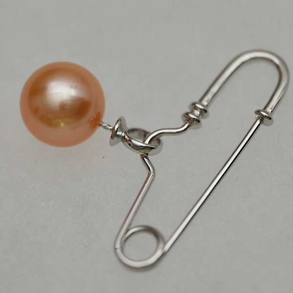 925 Sterling Silver/Gold Versatile Safety Pin Pendant/Brooch for Half Drilled Pearls/Beads,DIY Pearl Peg Jewelry Findings/Mountings (250-NF)