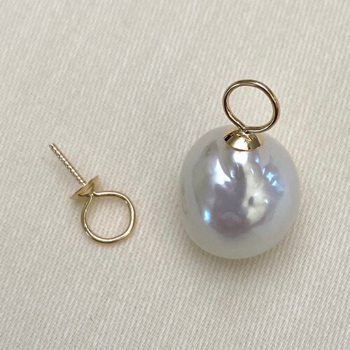 Solid 18K Gold Pearl Pendant Drop Bail6mm Heart Cup Pearl - Etsy