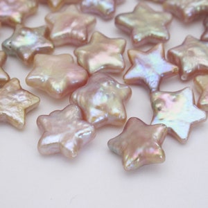 1 PC 9-11mm Rare Natural Pink/Mauve Pink Star Shape Pearl Beads,Half Drilled/Drilled Thru Lustrous Natural Color Freshwater Pearls (997-FP)
