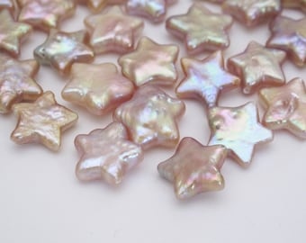 1 PC 9-11mm Rare Natural Pink/Mauve Pink Star Shape Pearl Beads,Half Drilled/Drilled Thru Lustrous Natural Color Freshwater Pearls (997-FP)