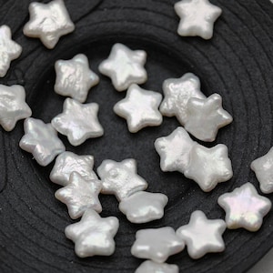 1 PC 10-11mm Rare Natural White Star Pearl Beads, Undrilled/0.8mm Half/Full Drilled Lustrous Natural Color Star Freshwater Pearls (1108-FP)