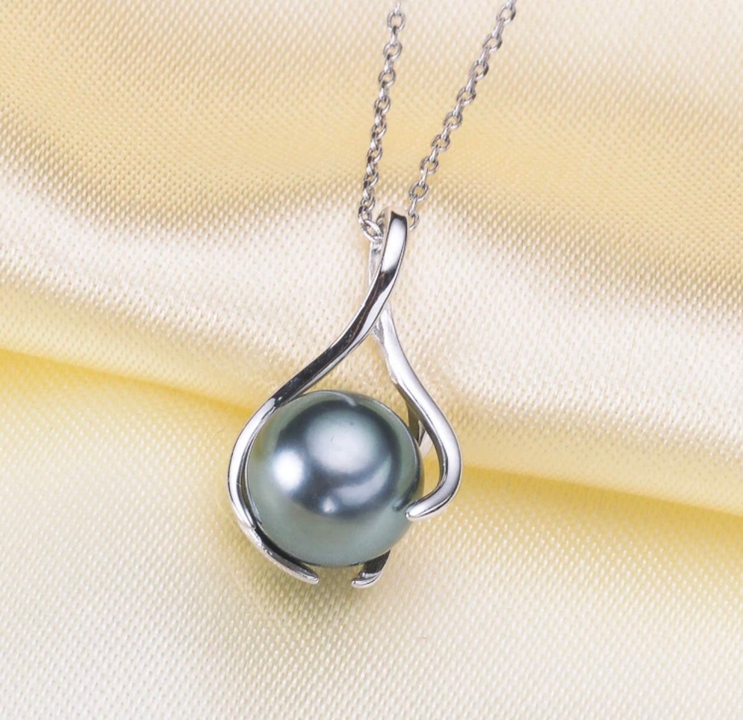 925 Sterling Silver OR Gold Pendant Setting for Half Drilled Cage Pearl ...