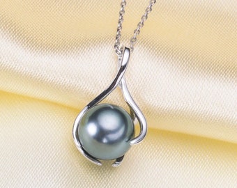 Sterling Silver Pearl Cage Pendant: DIY Jewelry Setting Best for (9-10mm) Half Drilled Pearls Pendant Bail Mounts & Findings (608-NF)