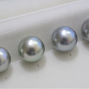 13mm AAAA Gray Genuine Tahitian Pearl: Half Drilled Loose Pearl, Rare Jumbo Pendant Natural Bead (3051-TP)