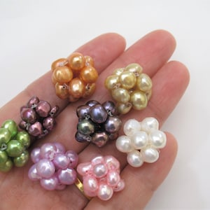 15-16mm Hand Tied Genuine FreshwaterPearl Cluster Ball Beads,White/Peacock/Pink/Green/Champagne/Lavender/Orange/Rosa Pearl Clusters (152-FP)