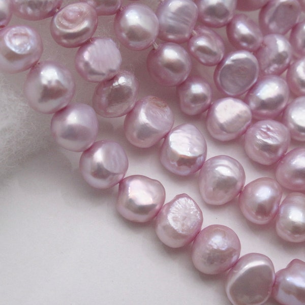 7-8mm High Luster Pretty Pinkish Purple Potato Nugget Pearl Beads,Genuine AAA Freshwater Nugget Pearls,Cultured Lilac Nugget Pearls(1098-FP)