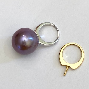 925 Sterling Silver OR Gold Large Pendant Setting for Half Drilled Pearls & Beads,DIY Jewelry,Pendant Drop Bail,Peg Pearl Findings (5028-NF)