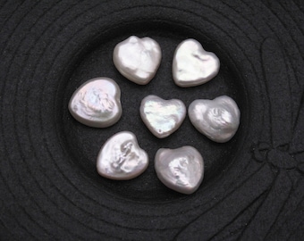 1 PC 12-13mm Very Rare Natural White Heart Shape Pearl Beads Half Drilled Genuine Cultured White Heart Shape Freshwater Pearl Bead (1101-FP)