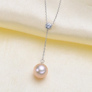 Collar de plata de ley 925 u oro con circonita cúbica de 4 mm con ajuste de cadena para perlas medio perforadas, suministros de joyería para collares de bricolaje (NF-544)