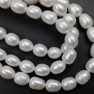 Natural White Rice Oval Freshwater Pearl Beads: 15 Inch Strand