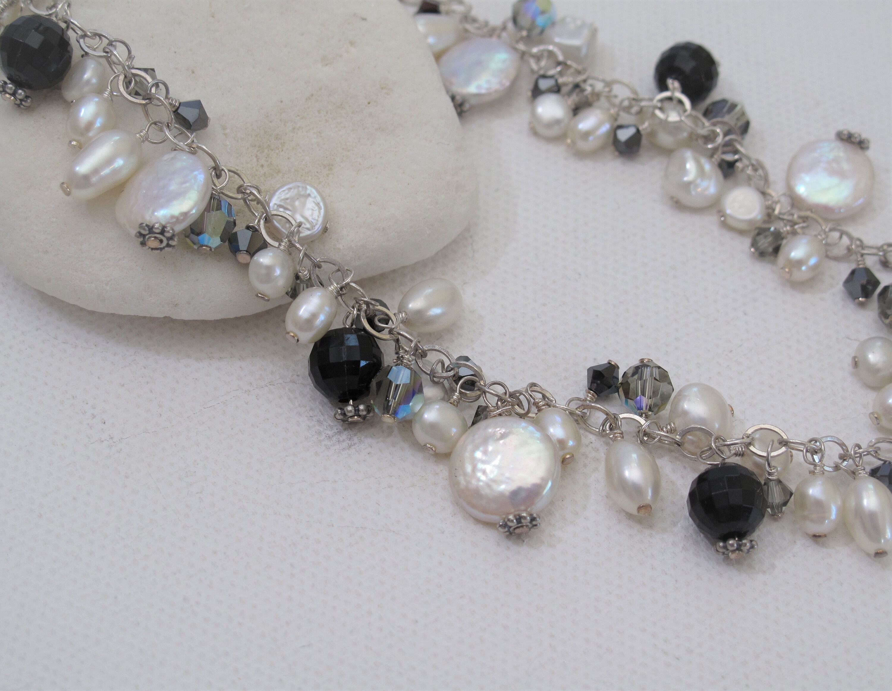 Hand Wrapped Genuine Freshwater Pearl Sterling Silver
