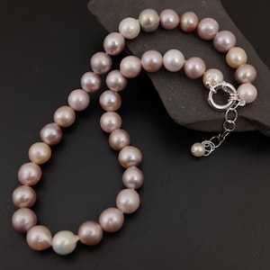 Beautiful Hand Knotted Natural Pink Baroque Pearl Necklace,Genuine Natural Color Baroque Pearl Necklace w/925 Sterling Silver Clasp(3124-NK)