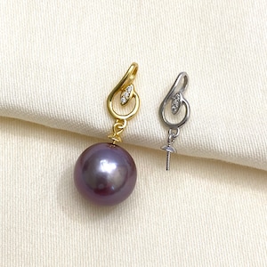 Sterling Silver Pearl Pendant Bail with Cubic Zirconia (3mm Cup)