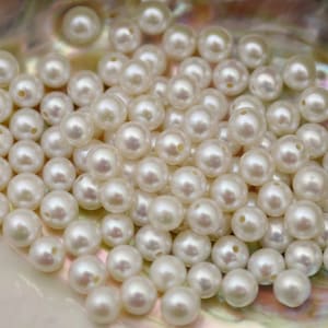 AAAA White Freshwater Pearl Beads: 4.5-5mm Undrilled/Half Drilled