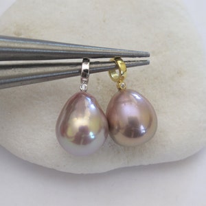 Genuine Natural Mauve Pink Edison Pearl Drop Pendant, Bridal Pearl Pendant,925 Sterling Silver/Gold Pearl Pendant,Best Pearl Gifts (3134-NK)