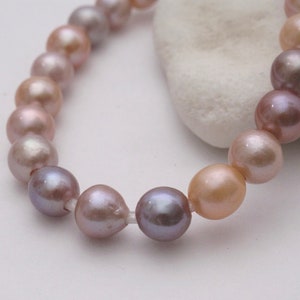 8-8.5mm Large Hole High Luster AAA Natural Multi / Mauve Pink Baroque Pearl Beads,2.2mm Hole Beautiful Genuine Natural Pink Pearls (1075-LH)