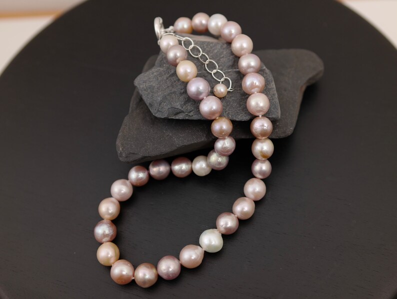 Natural Multi Pink Baroque Pearl Necklace, Genuine Cultured Pearl Necklace, Bridal Pearl Necklace, Hand Knotted Pink Pearl Necklace3096-NK image 4