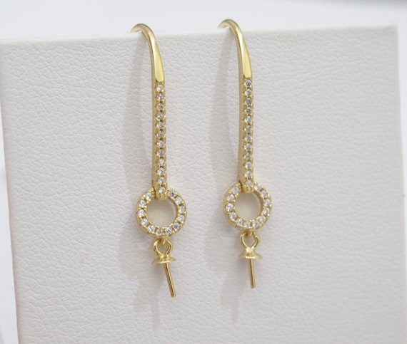 925 Sterling Silver OR Gold Vermeil Pearl Drop Earring Mounts