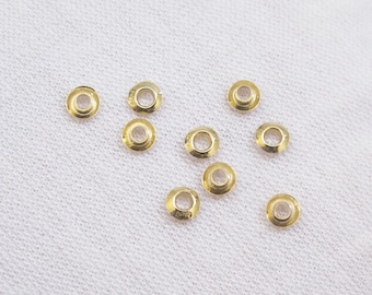 2 PCS Solid 18k Gold/White Gold 3mm Bead Grommet Cap for 1.8mm Hole Pearl, DIY Jewelry Findings, Floating Pearl Setting Mounts (805-NK)