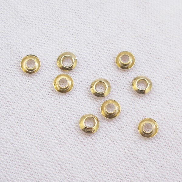 2 PCS Solid 18k Gold/White Gold 3mm Bead Grommet Cap w/1.8mm Hole,DIY Jewelry Findings,18k Gold Floating Pearl Setting & Pearl Mount(805-NK)