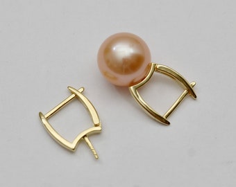 Sterling Silver Square Hoop Earring Settings: Half Drilled Pearl Mountings (5067-NF)