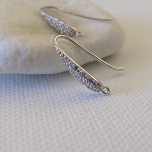 Sterling Silver Cubic Zirconia Hook Earwires: .925 Earring Findings