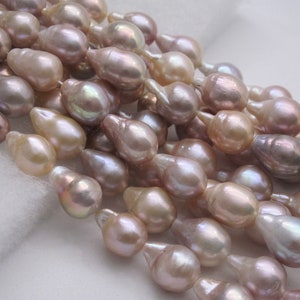 Natural Pink Teardrop Baroque Pearl Strand: Irregular Luster Beads, 15 Inch