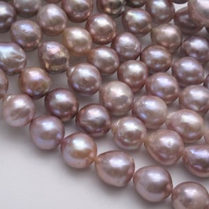 12-13/14mm Rare Natural Mauve Pink/Multi Pink Jumbo Baroque Pearl Beads, Genuine Natural Color Irregular Shape Baroque Pearls (1017A-BQ)