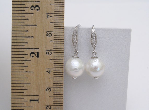 ■ENGBROX■ silver925 rosy pearl earring EBEA24032SV Natural White Baroque Pearl Dangle Earring in 925 Sterling