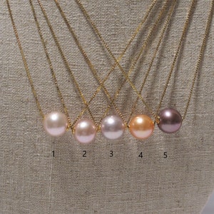 Edison Pearl Necklace: 925 Sterling Gold Box Chain, 10-11mm Round Pearl