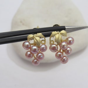 Pink Pearl Grape Earrings: Sterling Silver Posts, Natural Freshwater Pearls