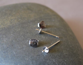 3 Pairs Sterling Silver Earring Posts: 3mm Peg Pearl Findings (227-EF)