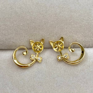 Sertissage de boucles d&#39;oreilles chat en argent sterling : accessoires de bijoux à faire soi-même en perles de perles