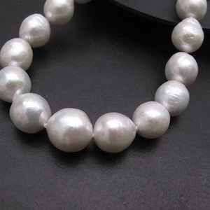 Hand Knotted Genuine Natural White Baroque Freshwater Pearl w/925 Sterling Silver Clasp,White Pearl Necklace,Bridal Pearl Necklace (3124-NK)