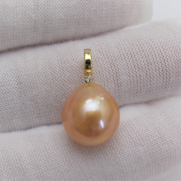 Beautiful Luster Natural Peach Pink Edison Pearl Drop Pendant,Bridal Pearl Pendant,925 Sterling Gold Pearl Pendant,Best Pearl Gifts(3134-NK)