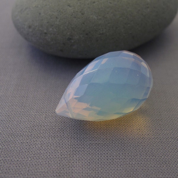 1 PC- Beautiful Faceted Opalite Teardrop Gemstone Pendant Bead,Genuine Opalite Faceted Semi Precious Pendant,Large Opalite Briolette(138-GS)