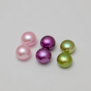 7-8mm AAAA Luster Half Drilled Pearl Beads: Rare Colored Flat Back