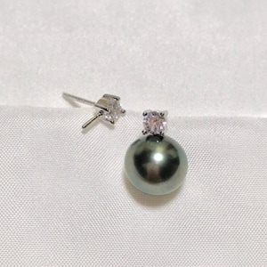 925 SterlingSilver Stud Earring Setting w/4mm CubicZirconia for Half Drilled Pearls Beads,DIY Earring Findings,Silver Earring Mounts(473-EF)