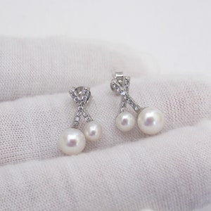 Sterling Silver Freshwater Pearl Earrings: Bridal Dangle Earrings