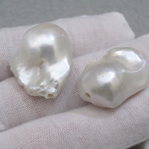 13-18 x 19-28mm Large Hole Lustrous Genuine Natural White Baroque Pearl Beads,1.3 OR 2mm Hole Cultured Irregular Loose Baroque Pearls (1002)
