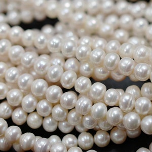 9-10mm White Ringed Freshwater Pearl Beads: Irregular Baroque Style