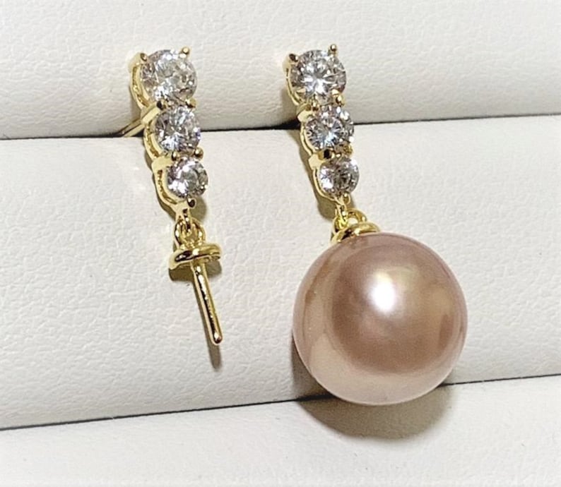 One Pair 925 Sterling Silver Post Earring Findings W/bar Cubic Etsy